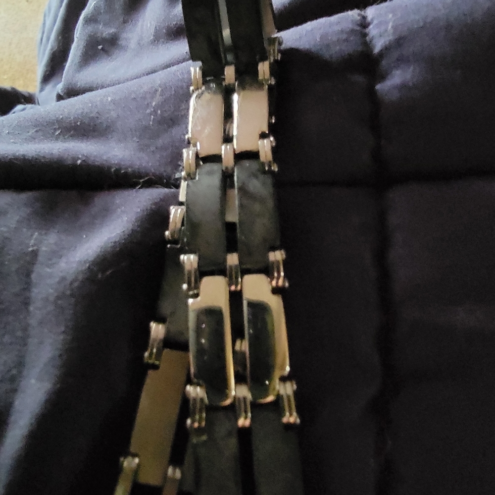 Black and stainless steel bracelet